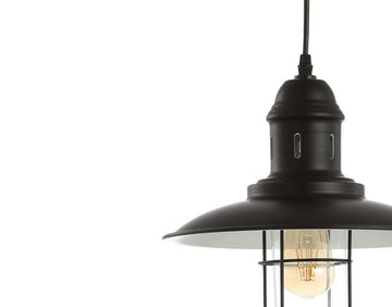 Deere 12" Adjustable Iron/Glass Cage Light LED Pendant - JONATHAN Y